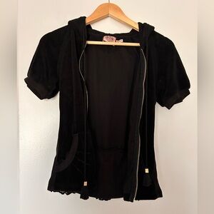 Juicy Couture Y2K Black Terry Hoodie with Gold Zipper